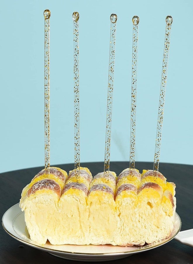 ALINK 50 Counts Gold Glitter Plastic Swizzle Sticks, Crystal Cake Pops, Cocktail Coffee Drink Stirrers, 7.24 Inch - Image 3