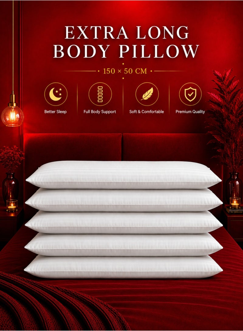 House One 5 Piece | Long Sleeping Pillow Microfiber - White 150x50cm - Image 1