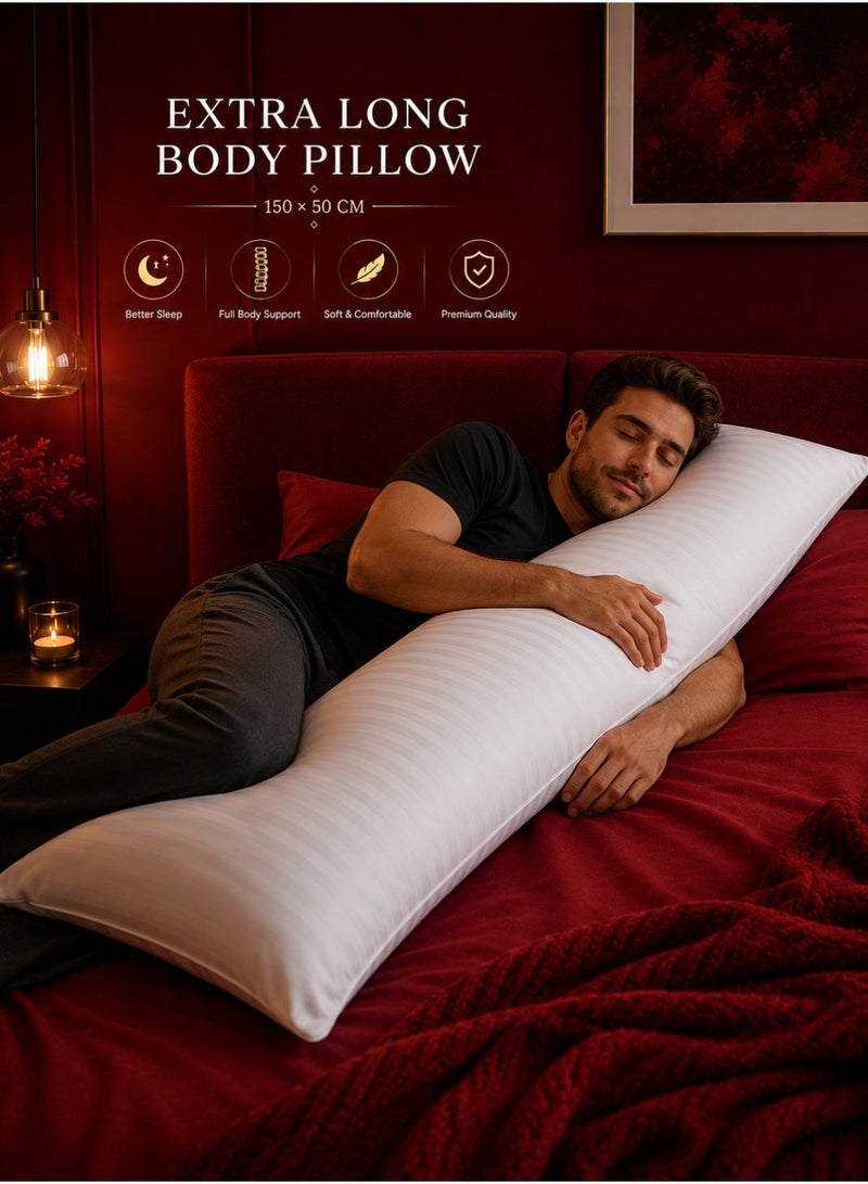 House One 5 Piece | Long Sleeping Pillow Microfiber - White 150x50cm - Image 3