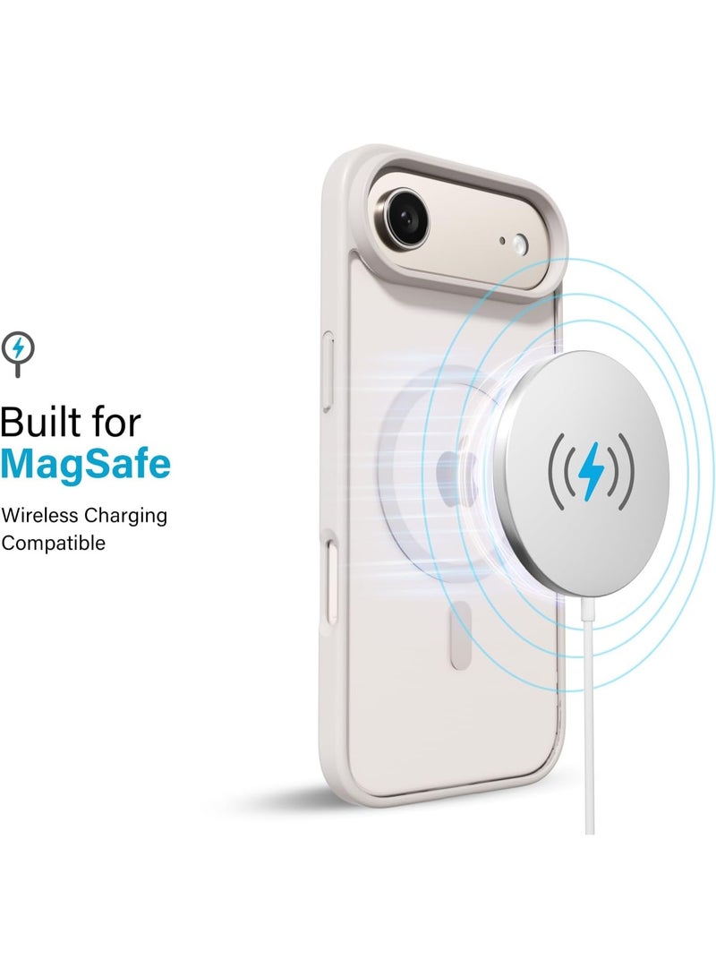 أكاليكس جراب مغناطيسي شفاف لهاتف iPhone 17 Air، متوافق مع iPhone 17 Air بتقنية MagSafe، غطاء هاتف شفاف مقاوم للصدمات، (تيتانيوم طبيعي) - Image 3