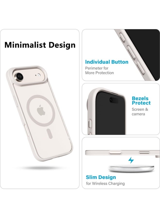 أكاليكس جراب مغناطيسي شفاف لهاتف iPhone 17 Air، متوافق مع iPhone 17 Air بتقنية MagSafe، غطاء هاتف شفاف مقاوم للصدمات، (تيتانيوم طبيعي) - Image 2