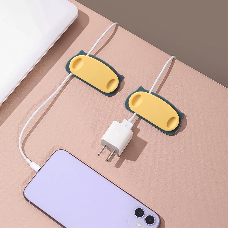 SIYANSHU 4 Pack Plug Wire Organizer Cable Holder Clips Cord Manager Clips with Self Adhesive Pad Cable Management for Home and Office Cable Wire Yellow - Image 5