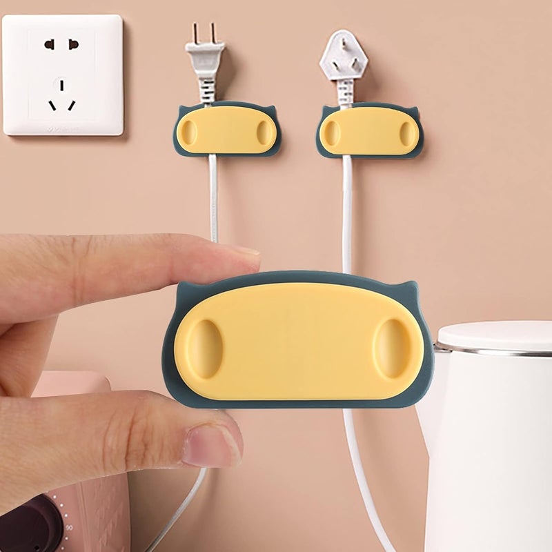 SIYANSHU 4 Pack Plug Wire Organizer Cable Holder Clips Cord Manager Clips with Self Adhesive Pad Cable Management for Home and Office Cable Wire Yellow - Image 3
