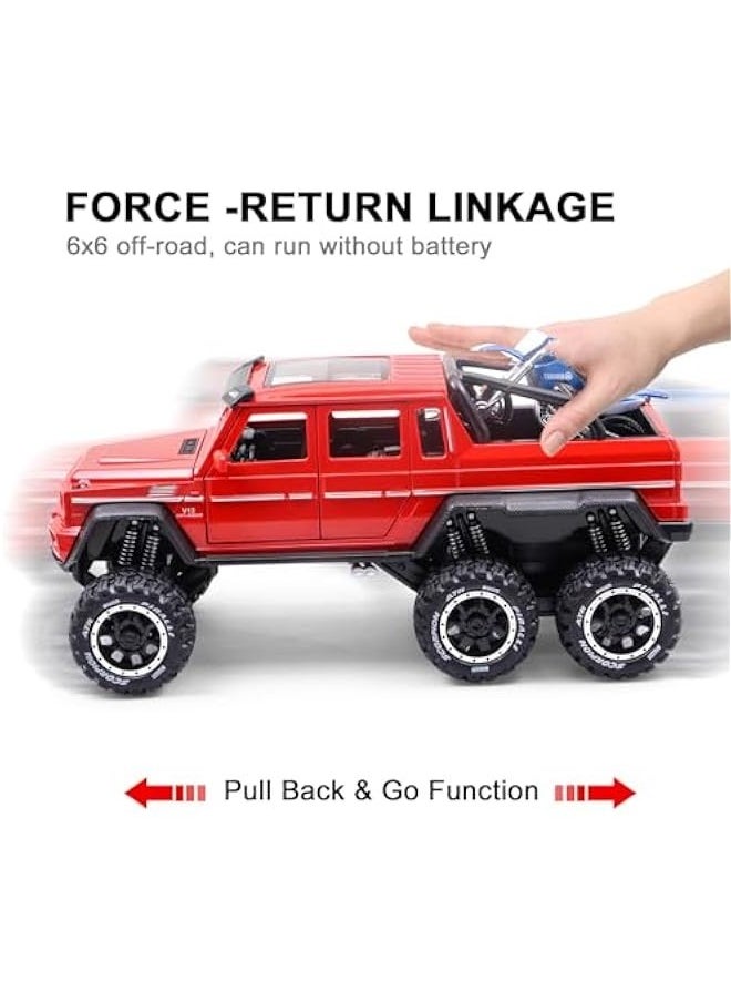 Generic - Metal Truck Model Car Toy - 6x6 Off-Road Creative Decorative Model Diecast Truck with Sound and Light,Toy Truck for Boys and Girls Aged 3+ Years (Red) - Image 1