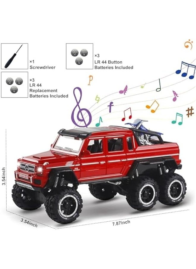 Generic - Metal Truck Model Car Toy - 6x6 Off-Road Creative Decorative Model Diecast Truck with Sound and Light,Toy Truck for Boys and Girls Aged 3+ Years (Red) - Image 1