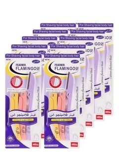 Feather-Flamingo Pack Of 10 Flamingos Ladies Razor For Facial And Body Hair Yellow/Pink/Purple  - Image 1