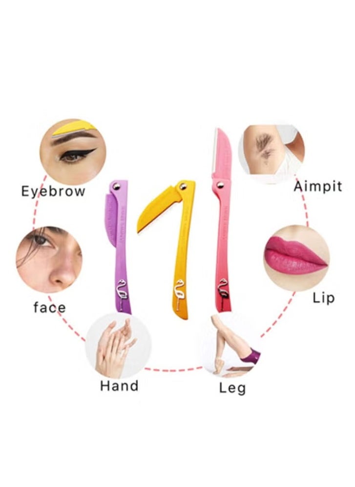 Feather-Flamingo Pack Of 10 Flamingos Ladies Razor For Facial And Body Hair Yellow/Pink/Purple  - Image 2