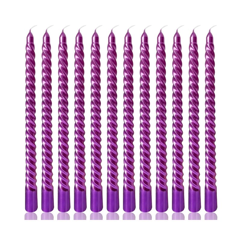 12PCS Tapered Candles 10 Inch Unscented Smokeless Burning Candles for Home, Weddings, Birthday Parties and Home Decor (Purple) - Image 1