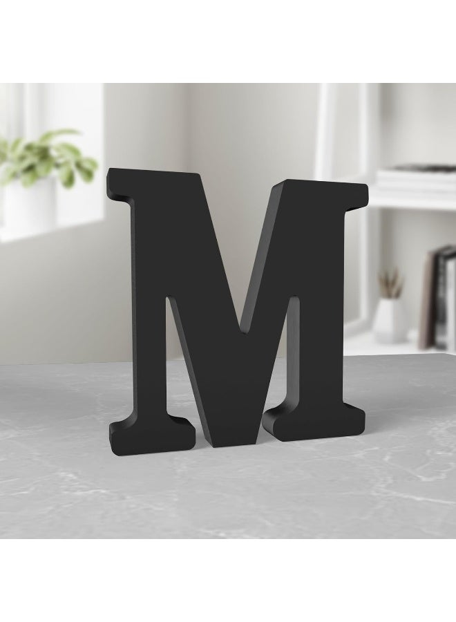 TPGP 6 Inch Black Wood Letters Unfinished Wood Letters for Wall Decor Decorative Standing Letters Slices Sign Board Decoration for Craft Home Party Projects (M) - Image 1
