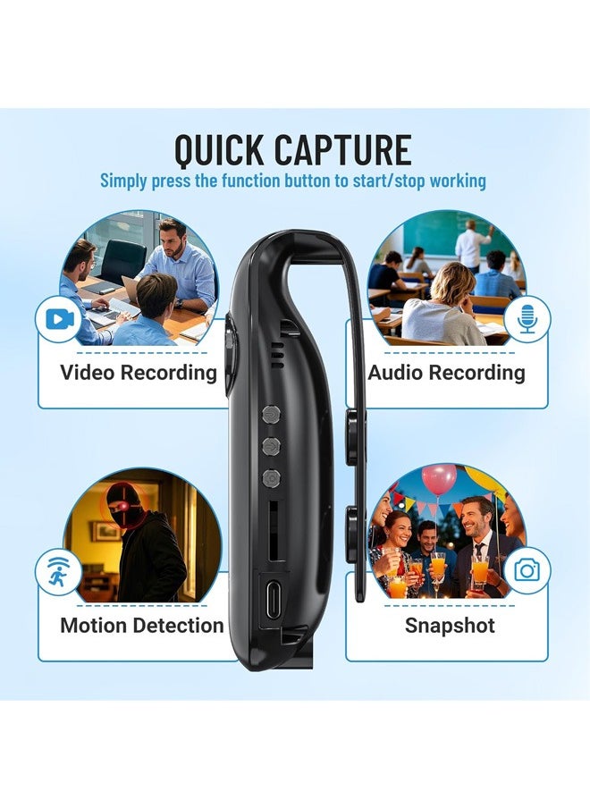 Generic - Mini Body Camera with Audio and Video Recording 1080P 64GB Motion Detection Video Recorder Wearable POV Camcorder with Magnetic Pocket Portable DV for Cycling,Pets,Walking,Travaling - Image 1
