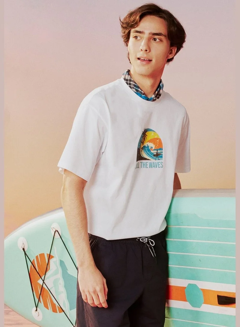 GIORDANO Men's Wave Print Jersey Print Tee