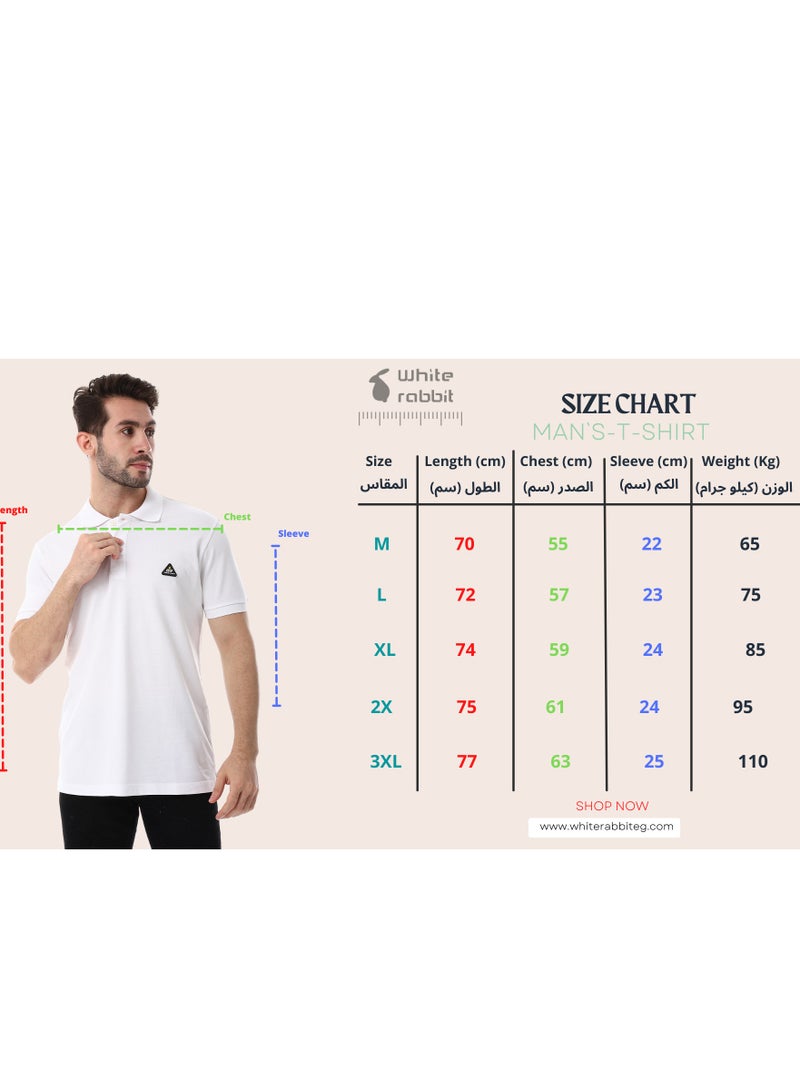 WHITE RABBIT Double Buttoned Short Sleeves Pique White Polo Shirt  - Image 5