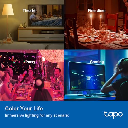Tapo TP-Link Smart Light Bulbs, 16M Colors RGBW, Dimmable, Alexa Frustration-Free Setup, A19, 60W Equivalent, 800LM CRI>90, 2.4GHz WiFi only L531E - Image 2