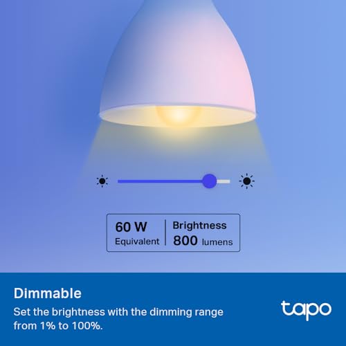 Tapo TP-Link Smart Light Bulbs, 16M Colors RGBW, Dimmable, Alexa Frustration-Free Setup, A19, 60W Equivalent, 800LM CRI>90, 2.4GHz WiFi only L531E - Image 4