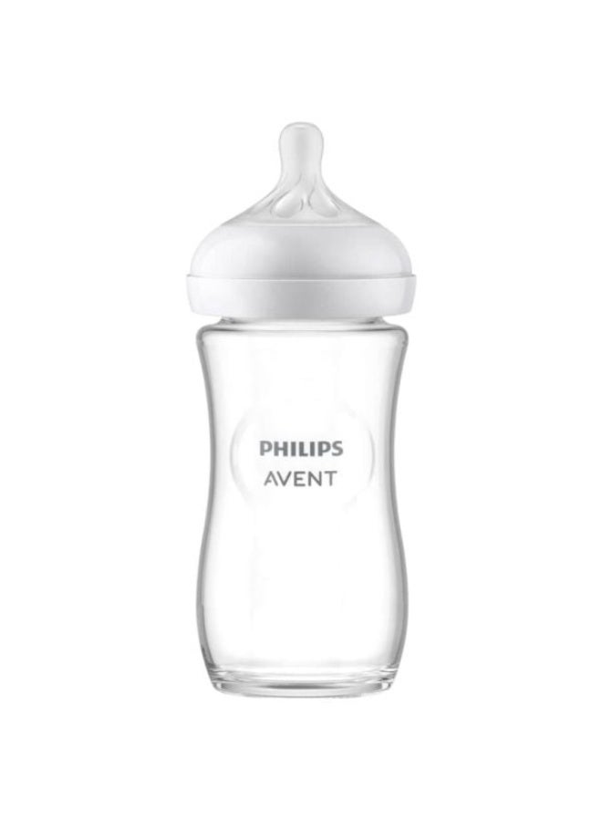 Philips Avent Natural Response Glass Baby Bottle 240ml / 8oz – Pure Glass, Anti-Colic, BPA-Free, Natural Nipple for Babies 1m+ - Image 2