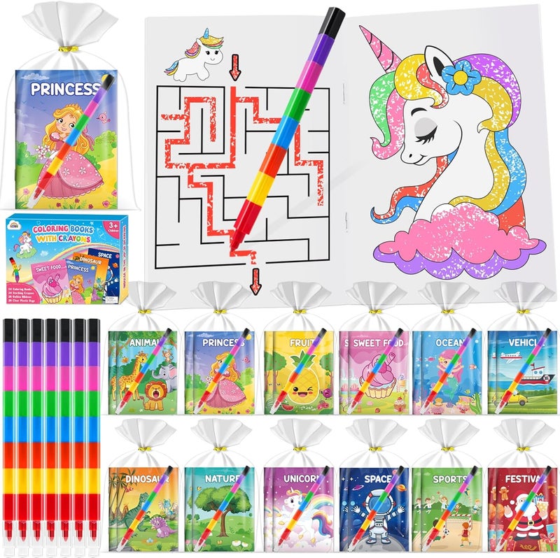ZMLM Coloring Books for Kids Party Favors: Bulk Crayons Mini Coloring Books for Kids Ages 4-8 Birthday Goodie Bags Stuffers Toddlers Return Gifts Classroom Prizes (Classic, 24) - Image 1