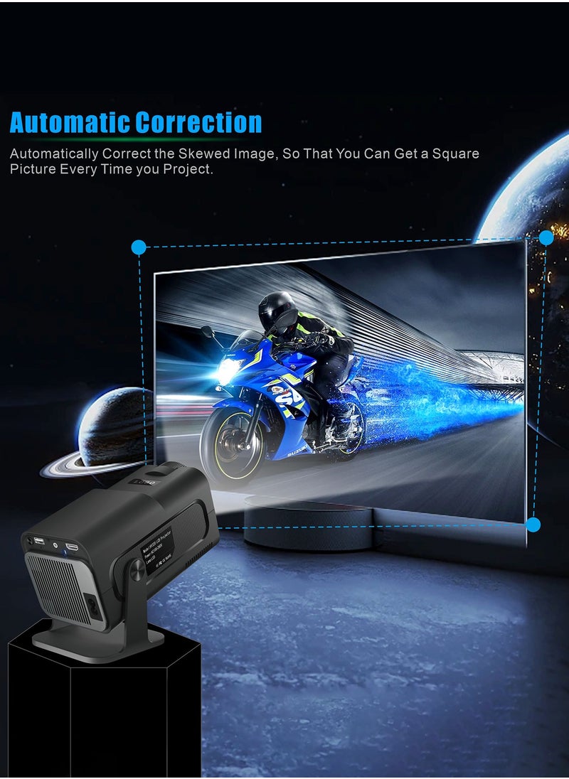 Generic - Portable Projector 4K 1080P with 300 ANSI Lumens, Auto Keystone & Focus, 180° Rotation, WiFi 6/BT5.0, Android 11, Low Noise ≤25dB, Wireless iOS/Android Mirroring - Image 1