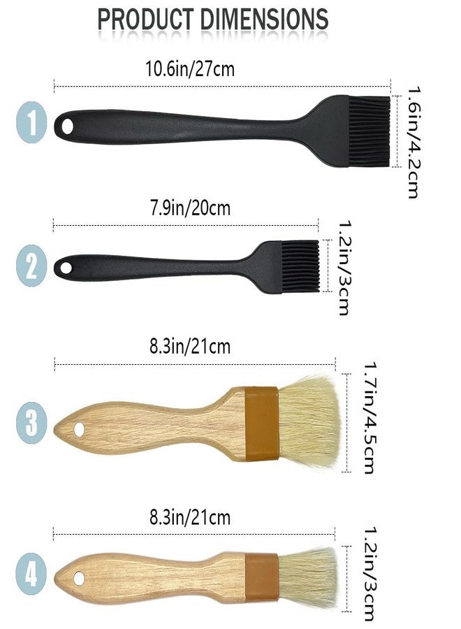 Qoaimu 4 Pack Pastry Brush-Basting Brush Pastry Brushes for Baking, Silicone Basting Brush, Basting Oil Brush with Boar Bristles and Beech Hardwood Handles for Kitchen, Grilling and Spreading Oil, BBQ Sauce - Image 4