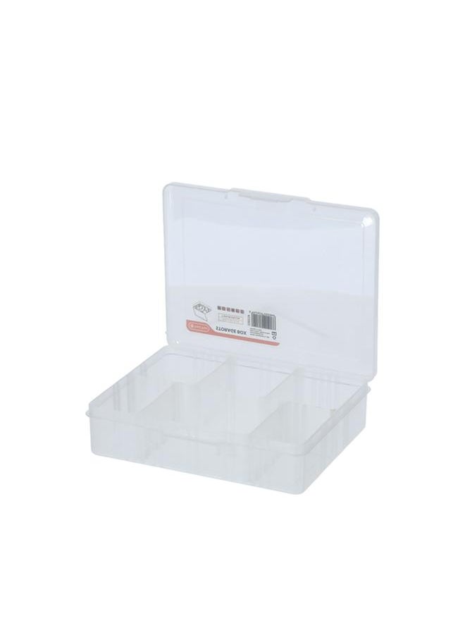 Tactix 6-Medium Compartment Removable Dividers Storage Box Clear 320003  - Image 2