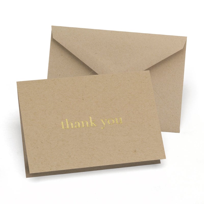 Hortense B. Hewitt Hortense B Hewitt 50Count Kraft Natural and Gold Thank You Note Cards 48 x 35 Folded Size 38963