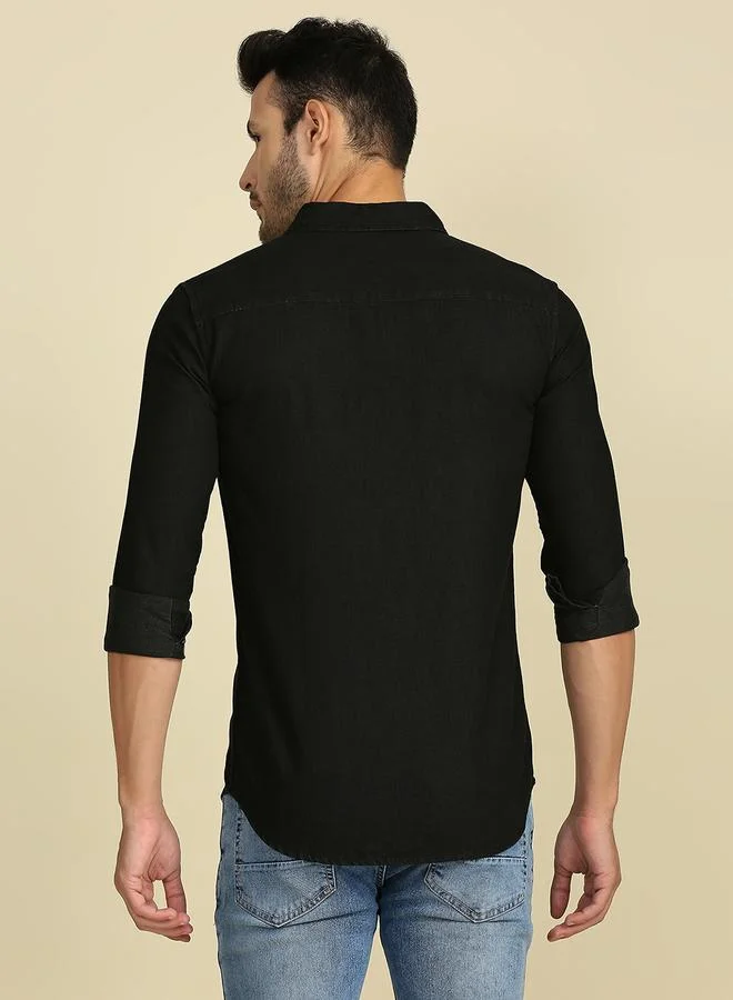 هاي ستار Men Black Slim Fit Casual Shirt