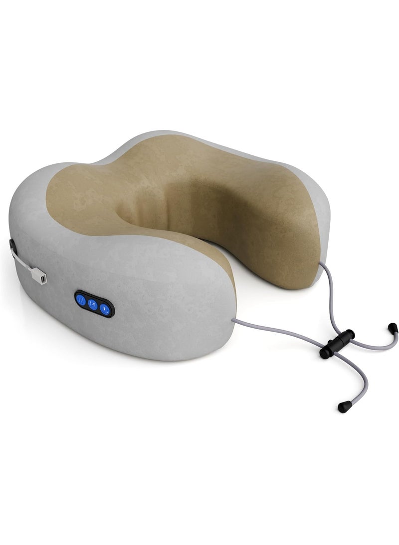 Travel Neck Pillow Electric Massager – Memory Foam Neck Support for Cervical Pain Relief, 3 Massage Modes, Rechargeable Wireless Massager for Air, Car, Home & Office - Image 1