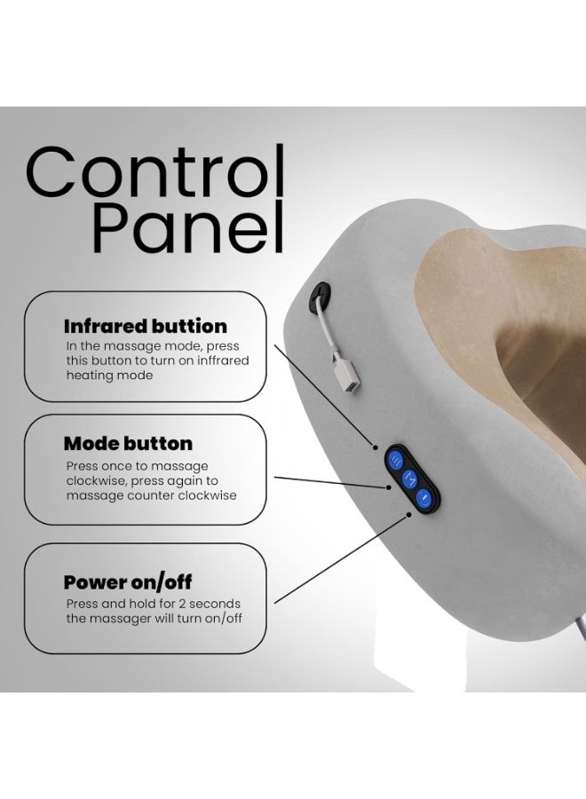Travel Neck Pillow Electric Massager – Memory Foam Neck Support for Cervical Pain Relief, 3 Massage Modes, Rechargeable Wireless Massager for Air, Car, Home & Office - Image 3