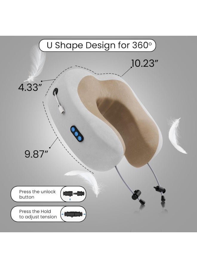 Travel Neck Pillow Electric Massager – Memory Foam Neck Support for Cervical Pain Relief, 3 Massage Modes, Rechargeable Wireless Massager for Air, Car, Home & Office - Image 2
