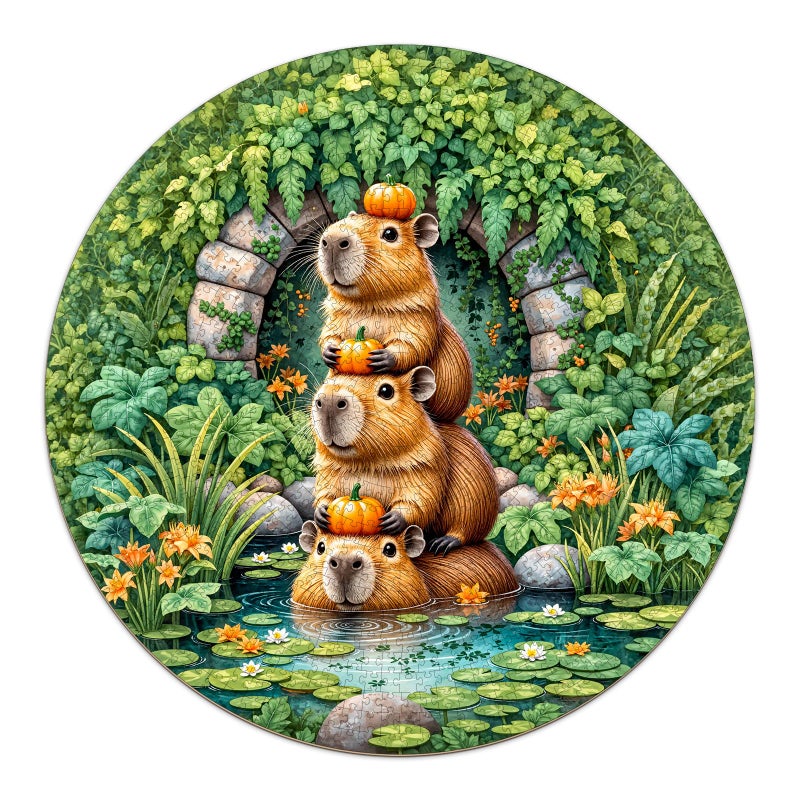 SECOGM Capybara Puzzles for Adults 1000 Pieces Round Animal Jigsaw Puzzles 1000 Pieces Impossible Difficult Hard Challenging Puzzles for Adults Art Puzzle for Home Decor 265 265in - Image 3
