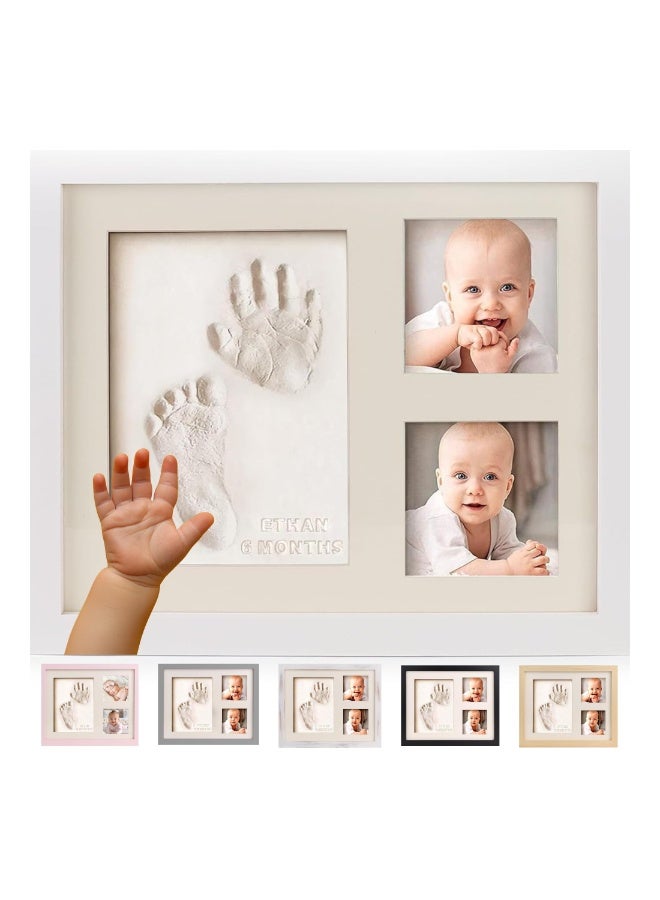 Baby Handprint Footprint Makers Kit Keepsake Photo Frame for Newborn Boys & Girls, Baby Gifts, Personalized Baby Milestone Gift, Memory Art Picture Frames for Baby Registry, Nursery Decor - Image 1