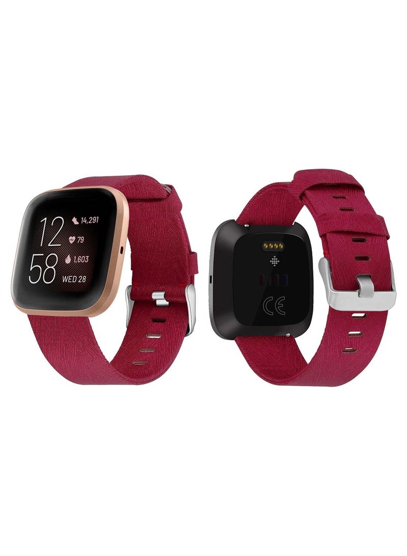 NIBEMINENT Fabric Replacement Band for Fitbit Versa 2/1/Lite/SE Dark Red - Image 1