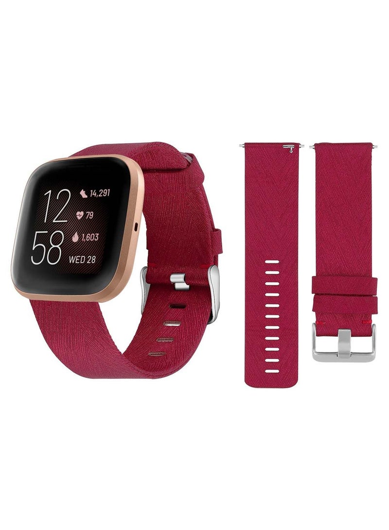NIBEMINENT Fabric Replacement Band for Fitbit Versa 2/1/Lite/SE Dark Red - Image 2