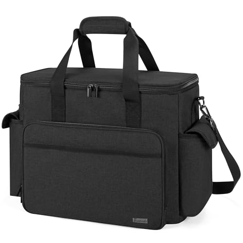 Trunab Large Scrapbook Bag with Padded Laptop Sleeve, Craft Bag Organizer Tote with Multiple Pockets for Scrapbooking Supplies and Art Tools, Black - Image 1