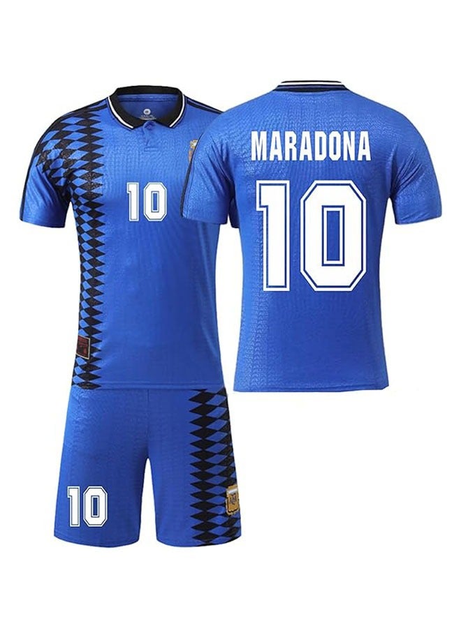 general 1994 Vintage Edition Soccer Jersey Maradona #10 Soccer Jersey/Shorts Gift Set Kids Size & Adult Size for Fans & Friends - Image 1