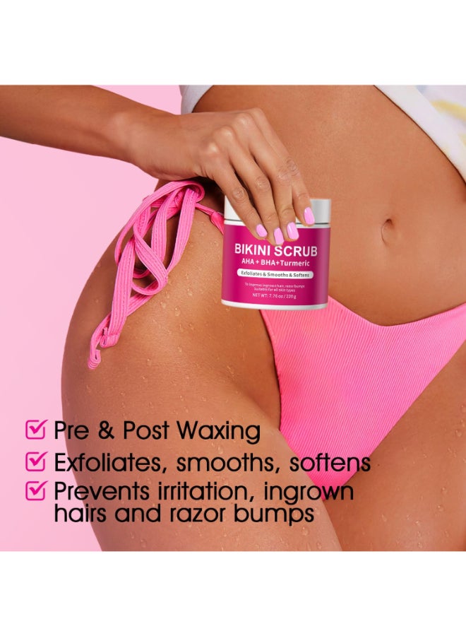 VOERUY Bikini Area Exfoliator with 10 AHABHA Turmeric Ingrown Hair Razor Bumps for Bikini Underarm Area Skin Moisturizing Smoothing Even Skin Tone Exfoliating Body Scrub with Walnut Shell Powder - Image 4