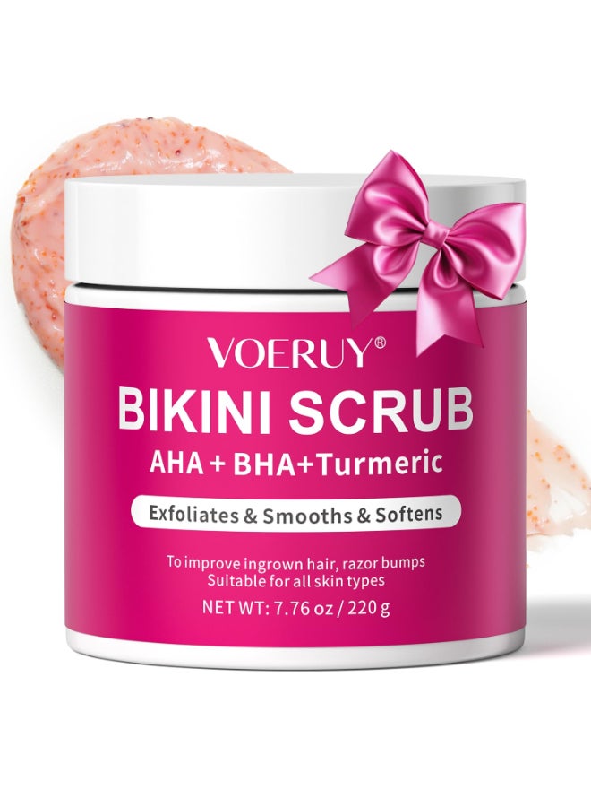 VOERUY Bikini Area Exfoliator with 10 AHABHA Turmeric Ingrown Hair Razor Bumps for Bikini Underarm Area Skin Moisturizing Smoothing Even Skin Tone Exfoliating Body Scrub with Walnut Shell Powder - Image 2