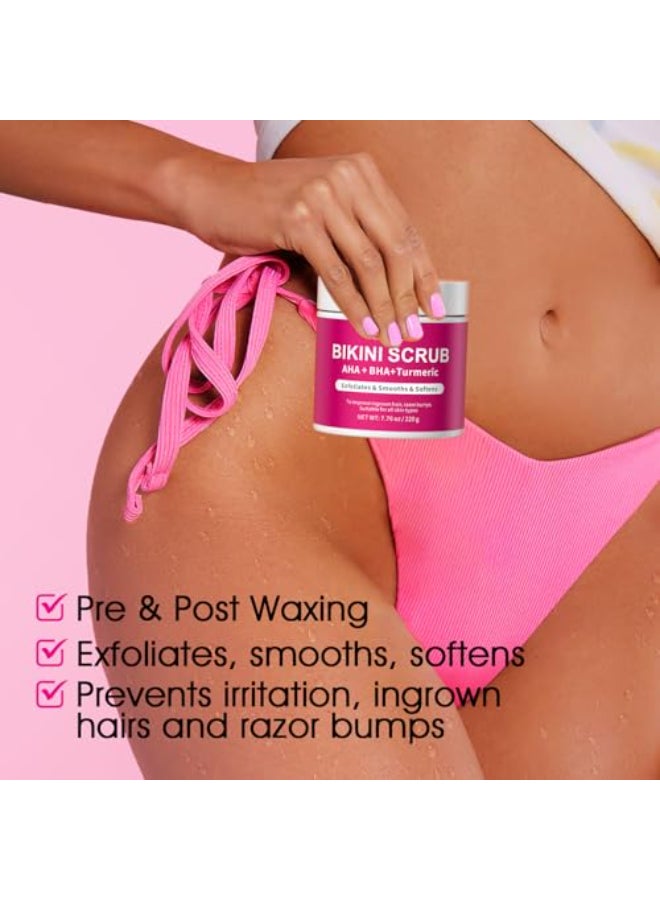 VOERUY Bikini Area Exfoliator with 10 AHABHA Turmeric Ingrown Hair Razor Bumps for Bikini Underarm Area Skin Moisturizing Smoothing Even Skin Tone Exfoliating Body Scrub with Walnut Shell Powder - Image 3