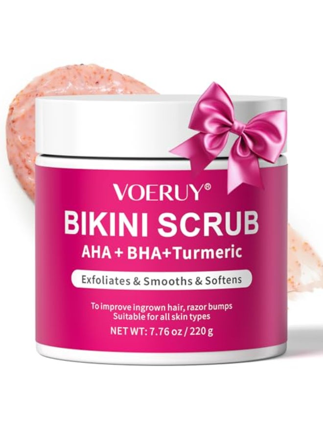 VOERUY Bikini Area Exfoliator with 10 AHABHA Turmeric Ingrown Hair Razor Bumps for Bikini Underarm Area Skin Moisturizing Smoothing Even Skin Tone Exfoliating Body Scrub with Walnut Shell Powder - Image 1