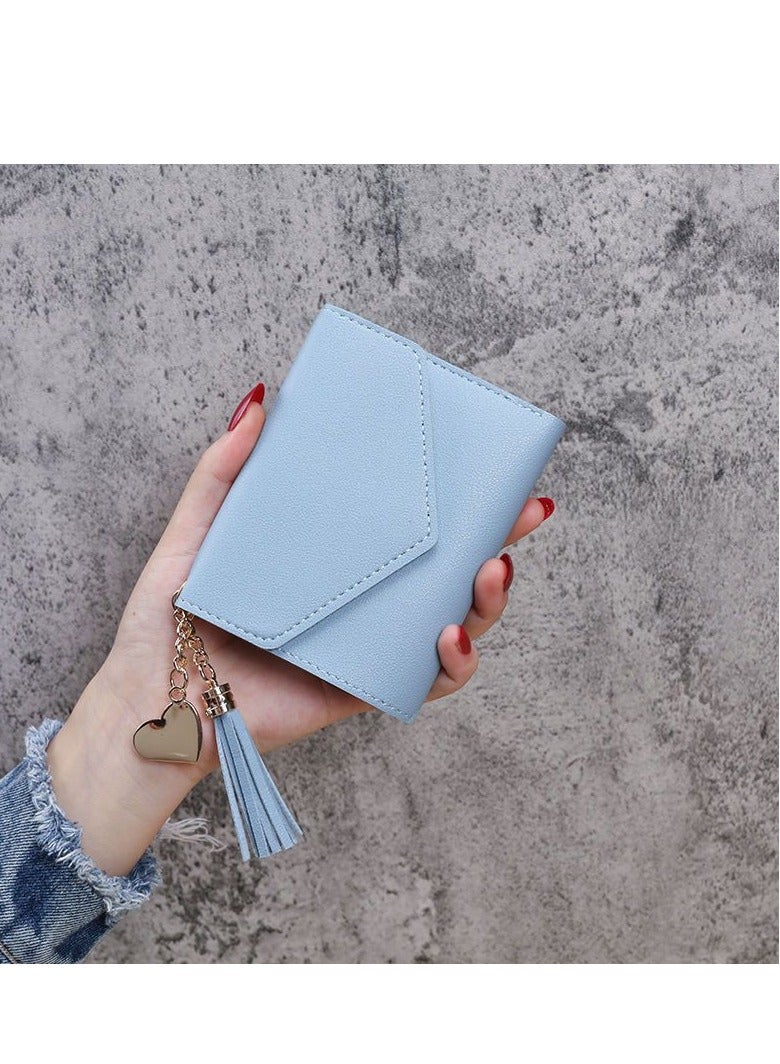 عام محفظة نسائي قصير بو جلد فتحة بطاقة محفظة صغيرة حقيبة صغيرة أزياء عملة محفظة مخلب أزرق