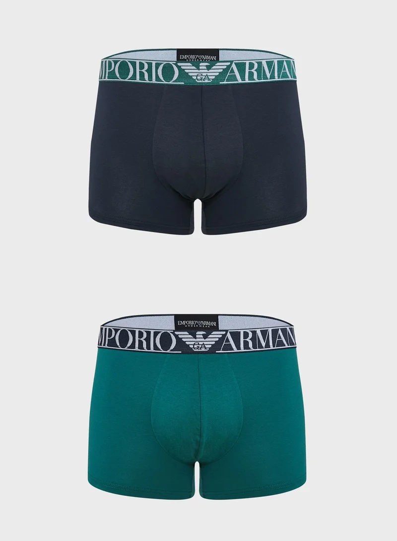 EMPORIO ARMANI 2 Pack Logo Band Trunks
