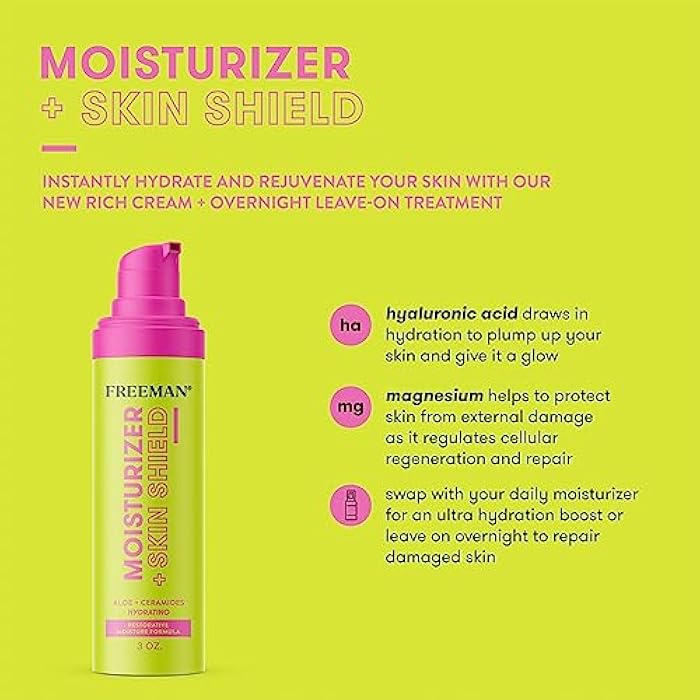 Freeman Moisturizer + Skin Shield, Lightweight Moisturizer, Infused With Aloe Vera & Ceramides To Protect Skin, Soothes & Calms, & Hydrates, Face Serum Relieves Dry Skin, 3 fl.oz./ 89 mL Bottle - Image 2
