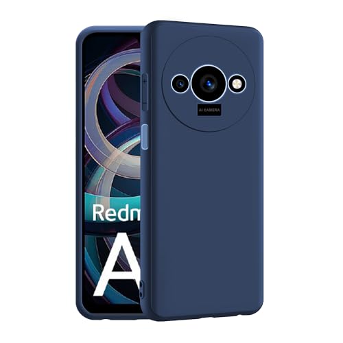CEDO Back Cover for Redmi A3 / Redmi A3x / Poco C61 (4G) | Camera Bump Protection & Inner Velvet Fabric Lining | Ultra Slim Matte Soft Rubberised Case Cover (Blue) - Image 1