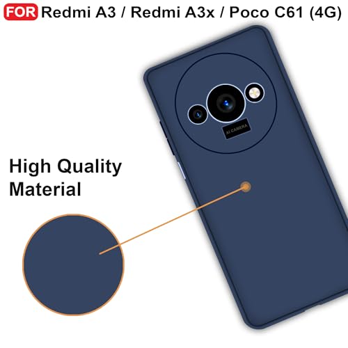 CEDO Back Cover for Redmi A3 / Redmi A3x / Poco C61 (4G) | Camera Bump Protection & Inner Velvet Fabric Lining | Ultra Slim Matte Soft Rubberised Case Cover (Blue) - Image 5