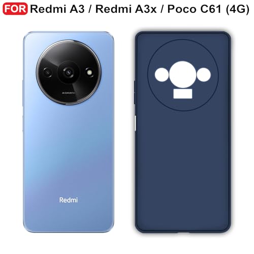 CEDO Back Cover for Redmi A3 / Redmi A3x / Poco C61 (4G) | Camera Bump Protection & Inner Velvet Fabric Lining | Ultra Slim Matte Soft Rubberised Case Cover (Blue) - Image 2