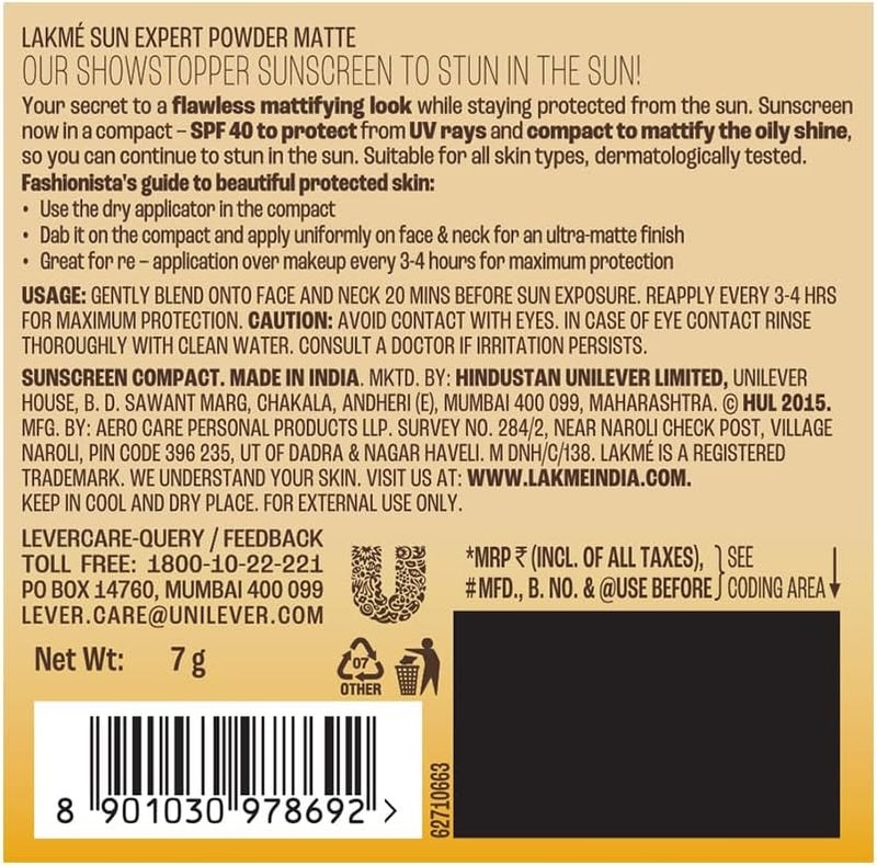 Lakme Sun Expert Ultra Matte SPF 40 PA+++ Compact - Image 2