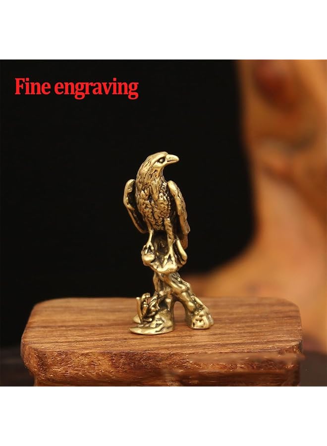erorex Brass Eagle Carved Figurines 2 Pcs Mini Animal Statues Gold Brass Ornaments For Home Decor Desk Paperweight Collectible Gift Tea Pet For Bookshelf Collectible Gift - Image 2