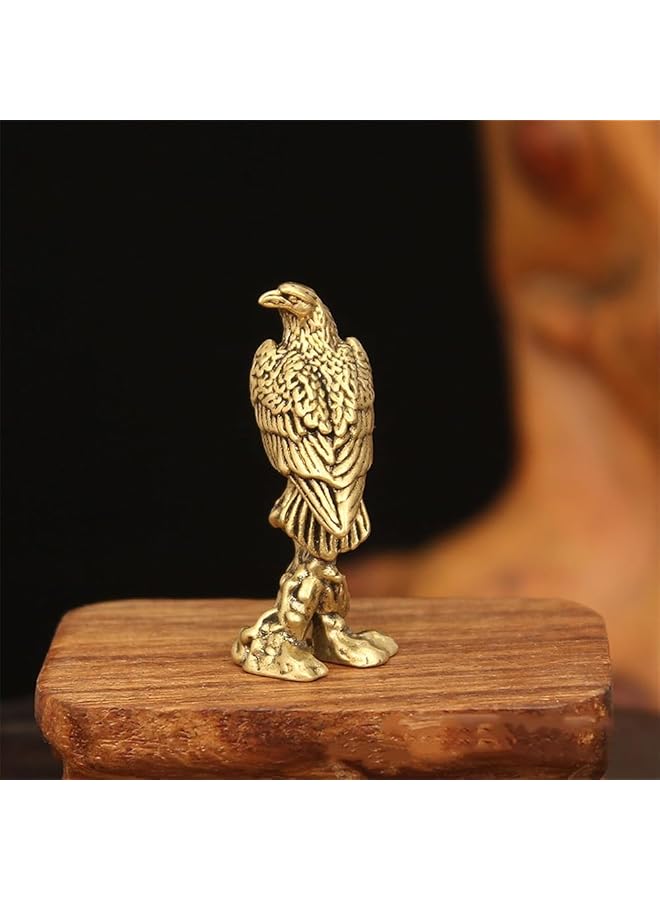 erorex Brass Eagle Carved Figurines 2 Pcs Mini Animal Statues Gold Brass Ornaments For Home Decor Desk Paperweight Collectible Gift Tea Pet For Bookshelf Collectible Gift - Image 3