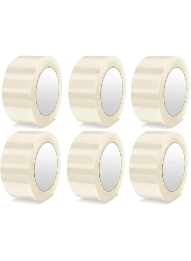 PROMASS promass Heavy Duty Clear Packing Tape, 2 inches x 100 Yards 6 Rolls - Strong Adhesive Packaging Tape for Home, Industrial, Warehouse & Office Sealing Boxes, Parcel, Postal Bags, Shipping Supplies  - Image 1