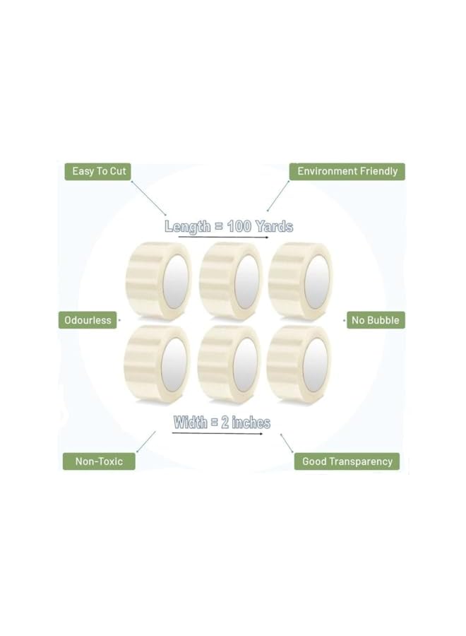 PROMASS promass Heavy Duty Clear Packing Tape, 2 inches x 100 Yards 6 Rolls - Strong Adhesive Packaging Tape for Home, Industrial, Warehouse & Office Sealing Boxes, Parcel, Postal Bags, Shipping Supplies  - Image 2