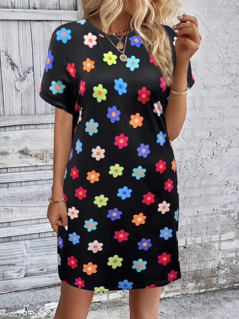 2025 New Wish Popular Women'S Flower Printing Short Sleeve Women'S T-Shirt - Image 5